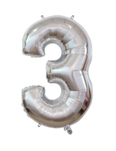 Palloncino Mylar Numero 3 Argento Mega 40" - 101cm - 1pz | G3S Party
