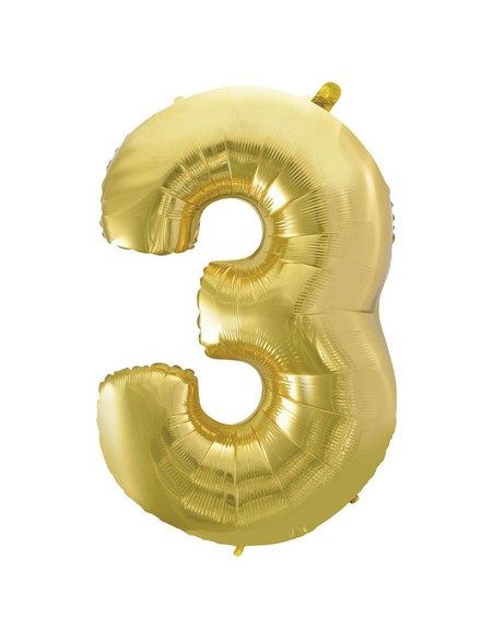 Palloncino Mylar Numero 3 Champagne Mega 40" - 101cm - 1pz | G3S Party