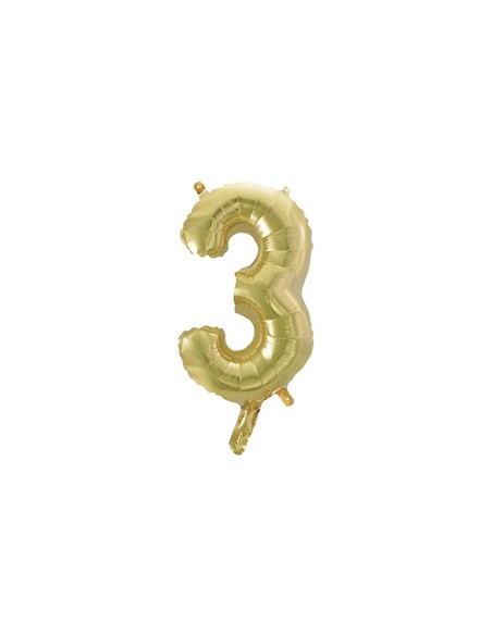 Palloncino Mylar Numero 3 Champagne Mini 14" - 35cm con valvola - 1pz | G3S Party