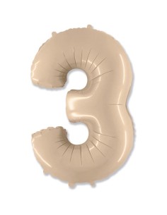 Palloncino Mylar Numero 3 Crema Mega 40" - 101cm - 1pz | G3S Party