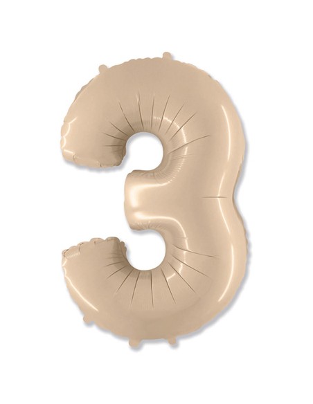 Palloncino Mylar Numero 3 Crema Mega 40" - 101cm - 1pz | G3S Party