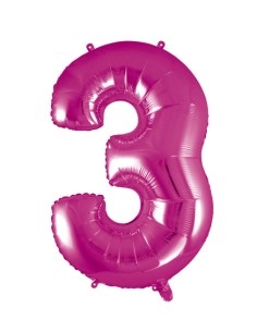 Palloncino Mylar Numero 3 Fuxia Mega 40" - 101cm - 1pz | G3S Party