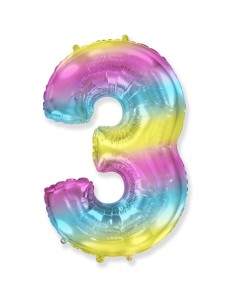Palloncino Mylar Numero 3 Multicolor Gradient SuperShape 40" - 101cm - 1pz | G3S Party