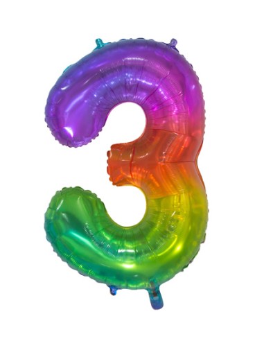 Palloncino Mylar Numero 3 Multicolor Jelly Mega 34" - 86cm - 1pz | G3S Party