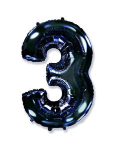 Palloncino Mylar Numero 3 Nero Mega 40" - 101cm - 1pz | G3S Party