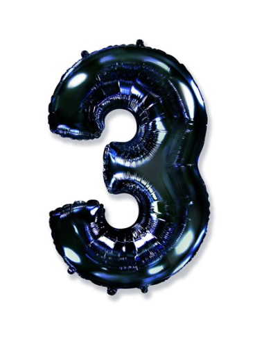 Palloncino Mylar Numero 3 Nero Mega 40" - 101cm - 1pz | G3S Party