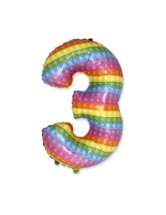 Palloncino Mylar Numero 3 Pop It SuperShape 32" - 81cm - 1pz | G3S Party