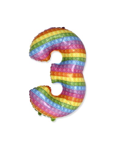 Palloncino Mylar Numero 3 Pop It SuperShape 32" - 81cm - 1pz | G3S Party