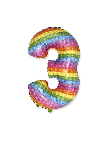Palloncino Mylar Numero 3 Pop It SuperShape 32" - 81cm - 1pz | G3S Party