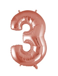 Palloncino Mylar Numero 3 Rosa Gold Mega 40" - 101cm - 1pz | G3S Party