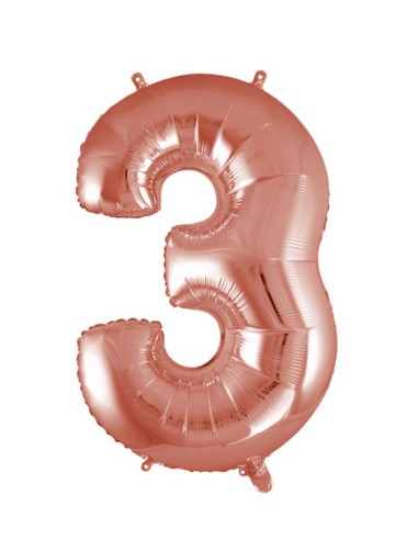 Palloncino Mylar Numero 3 Rosa Gold Mega 40" - 101cm - 1pz | G3S Party