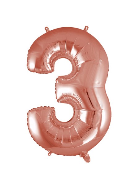 Palloncino Mylar Numero 3 Rosa Gold Mega 40" - 101cm - 1pz | G3S Party