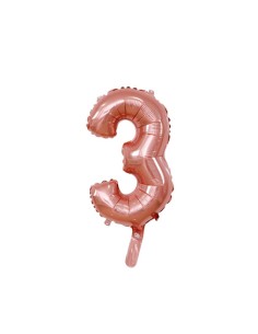 Palloncino Mylar Numero 3 Rosa Gold Mini 14" - 35cm con valvola - 1pz | G3S Party