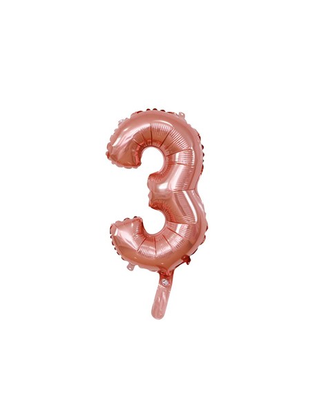 Palloncino Mylar Numero 3 Rosa Gold Mini 14" - 35cm con valvola - 1pz | G3S Party