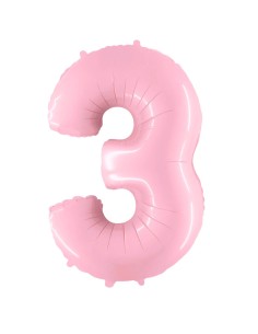 Palloncino Mylar Numero 3 Rosa Mega 40" - 101cm - 1pz | G3S Party