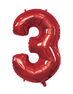 Palloncino Mylar Numero 3 Rosso Mega 40" - 101cm - 1pz | G3S Party