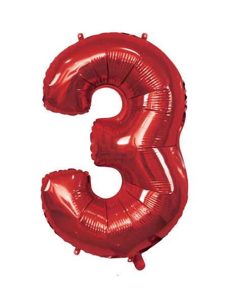 Palloncino Mylar Numero 3 Rosso Mega 40" - 101cm - 1pz | G3S Party