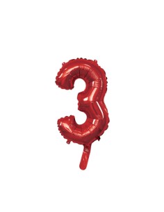 Palloncino Mylar Numero 3 Rosso Mini 14" - 35cm con valvola - 1pz | G3S Party