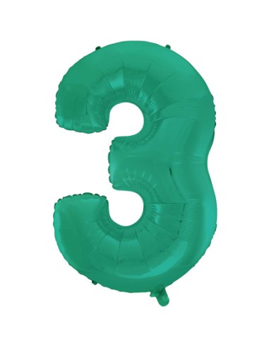 Palloncino Mylar Numero 3 Satin Velvet Aquamarine Mega 40" - 101cm - 1pz | G3S Party