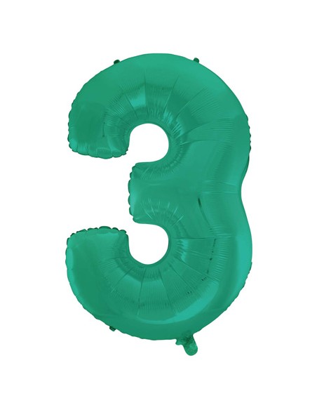 Palloncino Mylar Numero 3 Satin Velvet Aquamarine Mega 40" - 101cm - 1pz | G3S Party