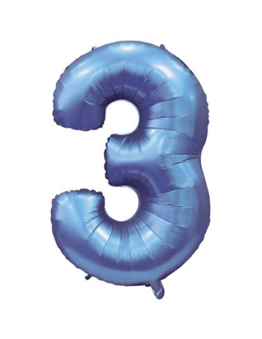 Palloncino Mylar Numero 3 Satin Velvet Periwinkle Mega 40" - 101cm - 1pz | G3S Party