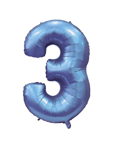 Palloncino Mylar Numero 3 Satin Velvet Periwinkle Mega 40" - 101cm - 1pz | G3S Party