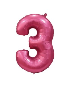 Palloncino Mylar Numero 3 Satin velvet Pomegranate Mega 40" - 101cm - 1pz | G3S Party