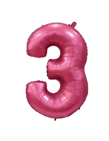 Palloncino Mylar Numero 3 Satin velvet Pomegranate Mega 40" - 101cm - 1pz | G3S Party