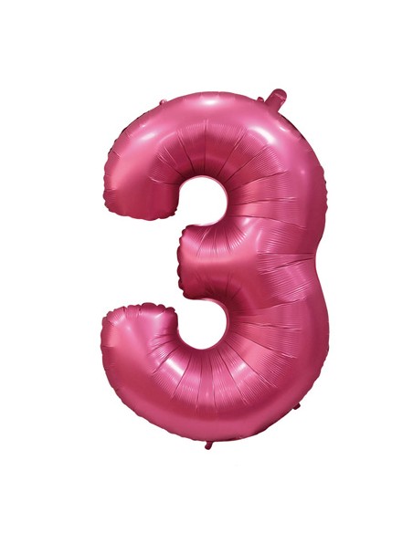 Palloncino Mylar Numero 3 Satin velvet Pomegranate Mega 40" - 101cm - 1pz | G3S Party