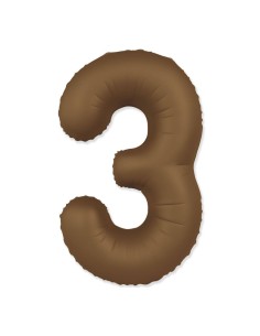 Palloncino Mylar Numero 3 Slim Mate Choco Brown Satinato 37" - 86cm - 1pz | G3S Party
