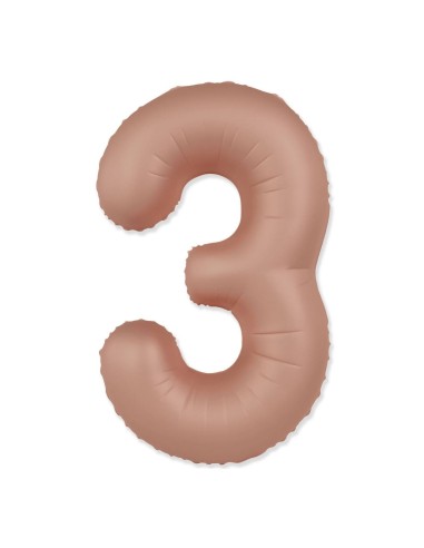 Palloncino Mylar Numero 3 Slim Mate Rosa Vintage Satinato 37" - 86cm - 1pz | G3S Party