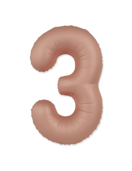 Palloncino Mylar Numero 3 Slim Mate Rosa Vintage Satinato 37" - 86cm - 1pz | G3S Party