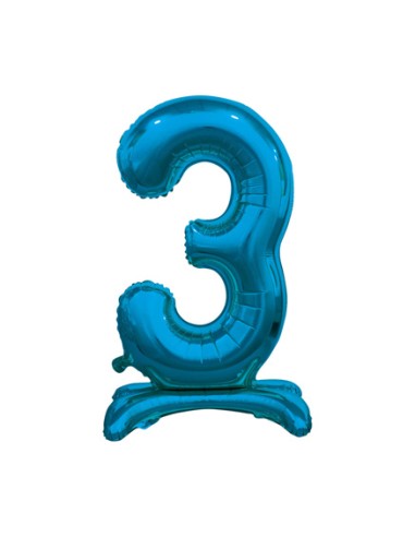 Palloncino Mylar Numero 3 Standing Blu Mega 30" - 76cm - 1pz | G3S Party
