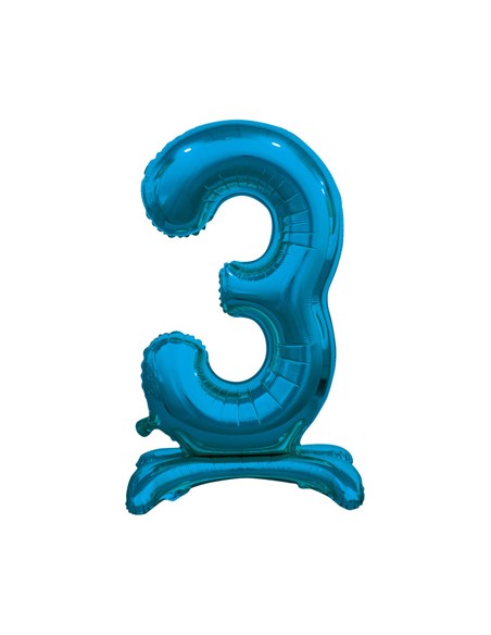 Palloncino Mylar Numero 3 Standing Blu Mega 30" - 76cm - 1pz | G3S Party