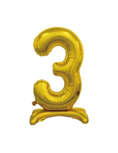 Palloncino Mylar Numero 3 Standing Oro Mega 30" - 76cm - 1pz | G3S Party