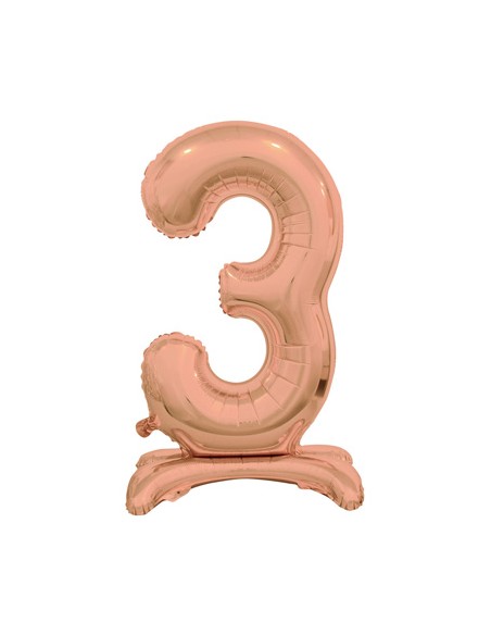 Palloncino Mylar Numero 3 Standing Rosa Gold Mega 30" - 76cm - 1pz | G3S Party
