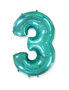 Palloncino Mylar Numero 3 Verde Menta Mega 40" - 101cm - 1pz | G3S Party