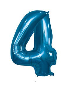 Palloncino Mylar Numero 4 Blu Mega 40" - 101cm - 1pz | G3S Party