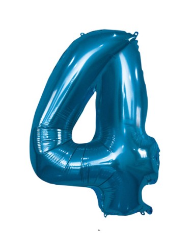 Palloncino Mylar Numero 4 Blu Mega 40" - 101cm - 1pz | G3S Party
