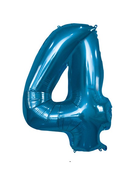 Palloncino Mylar Numero 4 Blu Mega 40" - 101cm - 1pz | G3S Party