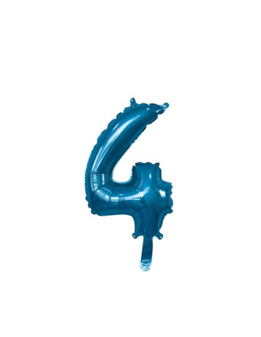 Palloncino Mylar Numero 4 Blu Mini 14" - 35cm con valvola - 1pz | G3S Party