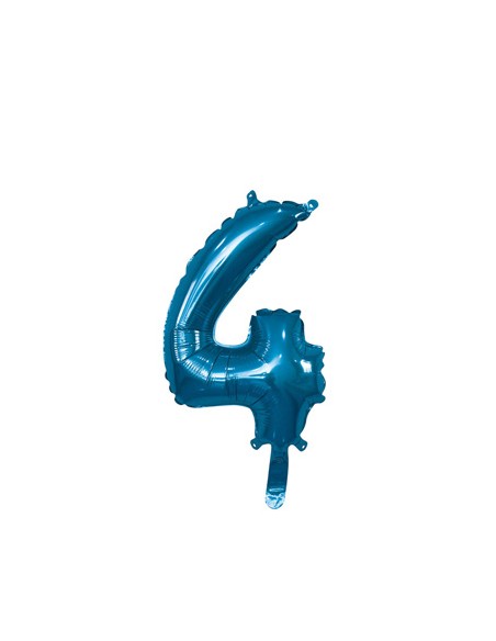 Palloncino Mylar Numero 4 Blu Mini 14" - 35cm con valvola - 1pz | G3S Party
