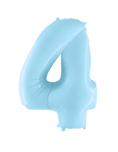 Palloncino Mylar Numero 4 Celeste Pastello Mega 40" - 101cm - 1pz | G3S Party