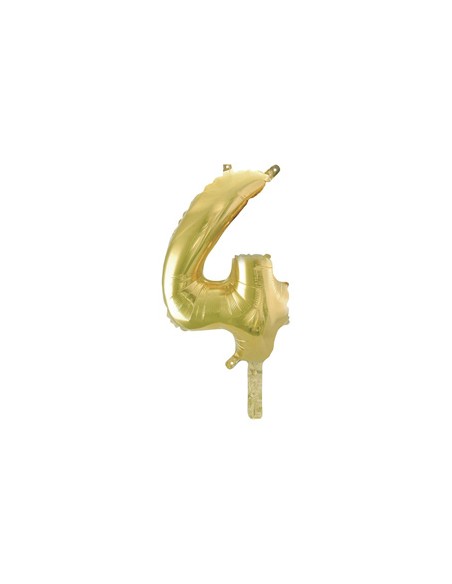 Palloncino Mylar Numero 4 Champagne Mini 14" - 35cm con valvola - 1pz | G3S Party