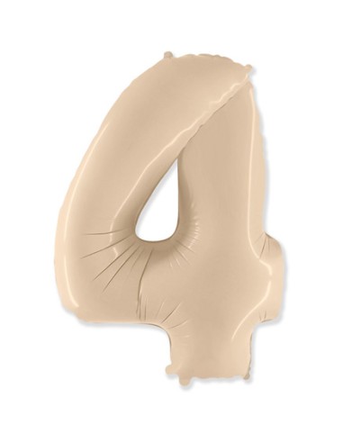 Palloncino Mylar Numero 4 Crema Mega 40" - 101cm - 1pz | G3S Party