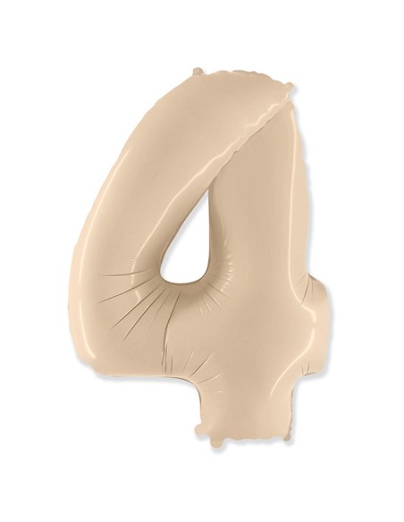 Palloncino Mylar Numero 4 Crema Mega 40" - 101cm - 1pz | G3S Party