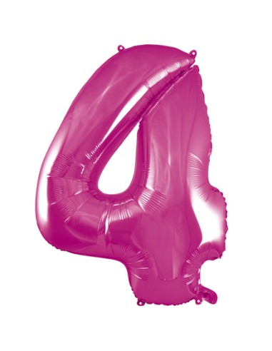 Palloncino Mylar Numero 4 Fuxia Mega 40" - 101cm - 1pz | G3S Party