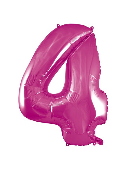 Palloncino Mylar Numero 4 Fuxia Mega 40" - 101cm - 1pz | G3S Party