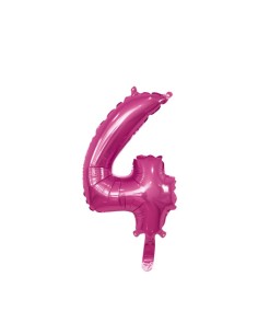 Palloncino Mylar Numero 4 Fuxia Mini 14" - 35cm con valvola - 1pz | G3S Party