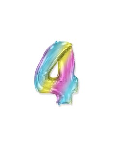 Palloncino Mylar Numero 4 Multicolor Gradient Mini 14" - 35cm - 1pz | G3S Party